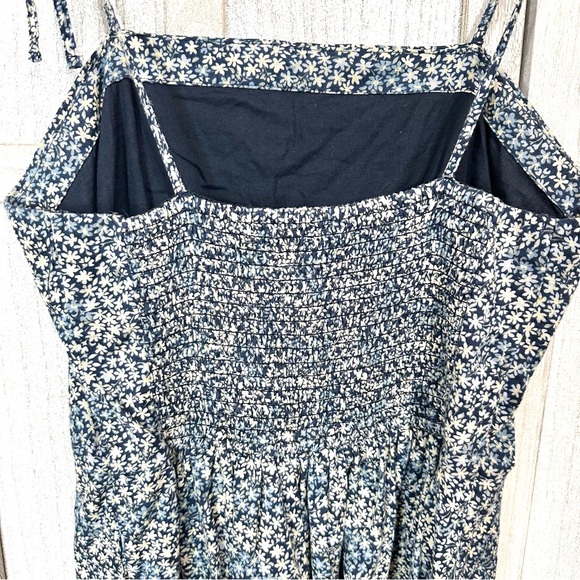Abercrombie & Fitch Floral Daisy Tie Strap Ruffle Mini Dress Prairie Boho Blue M - Picture 6 of 9